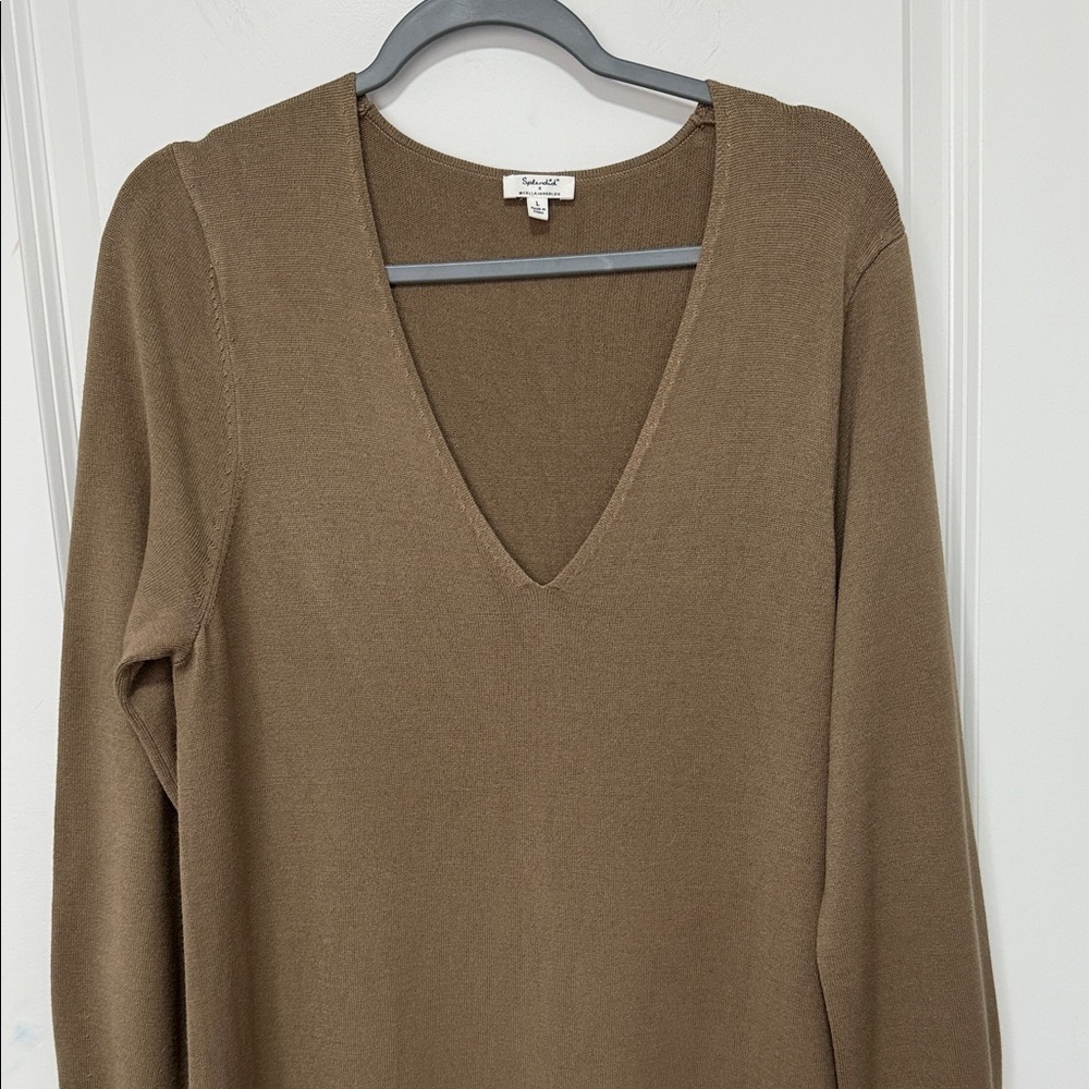 Splendid Cella Janeblog Long Sleeve Tan Midi Sweater Dress size Large - Picture 4 of 8